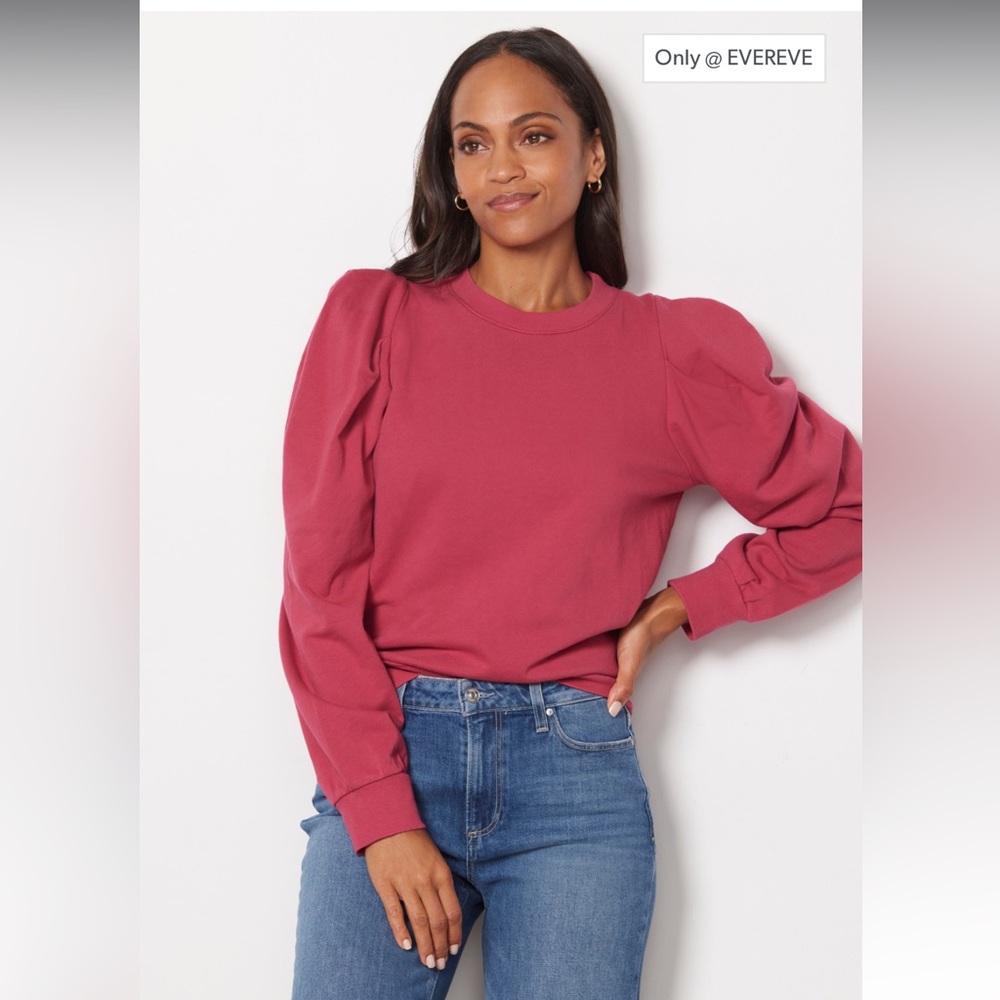 Z Supply Pink Puff Sleeve Sweatshirt